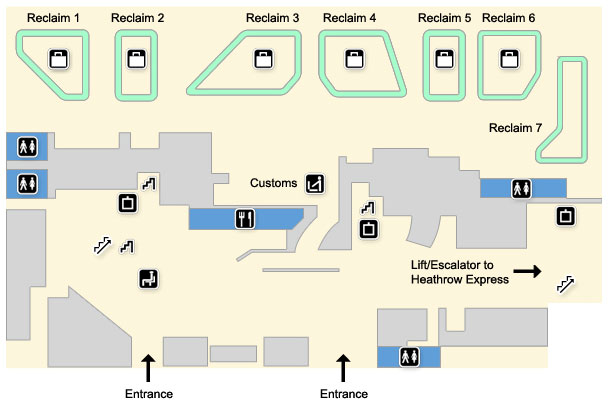 terminal 4 map - arrivals area, ground floor