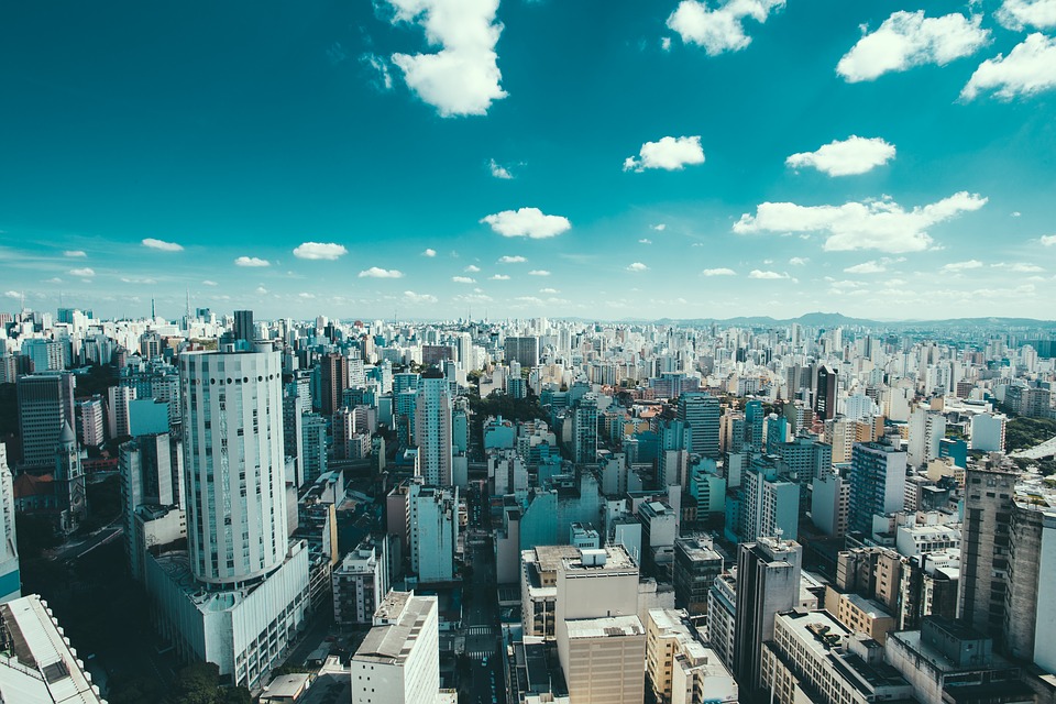 Sao Paulo cityscape from a BA plane