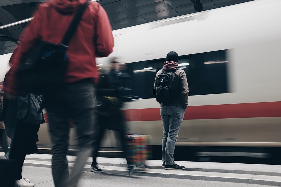 train passing through London station en route to London Heathrow