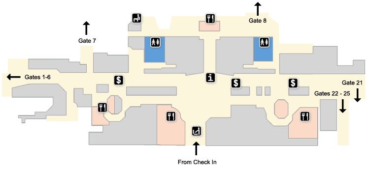 terminal 4 map - departures area, first floor