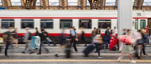 Passengers rushing to a train to avoid Heathrow disruptions