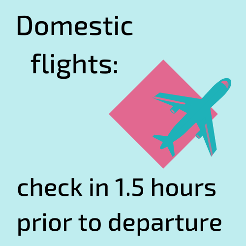 Give yourself 1.5hours to check-in for domestic flights