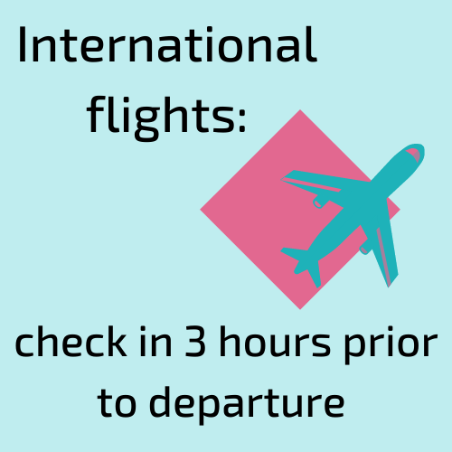 Give yourself 3 hours to check-in for international flights