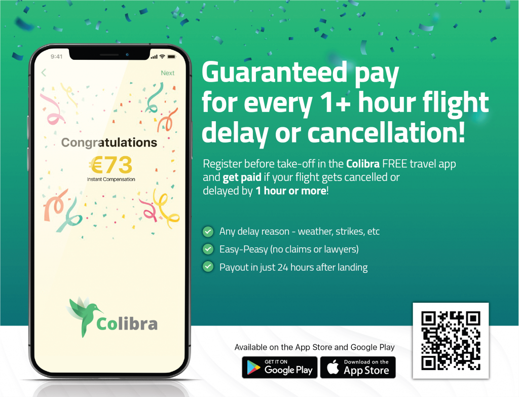 Download Colibra fro guaranteed payments on 1+ flight delays 