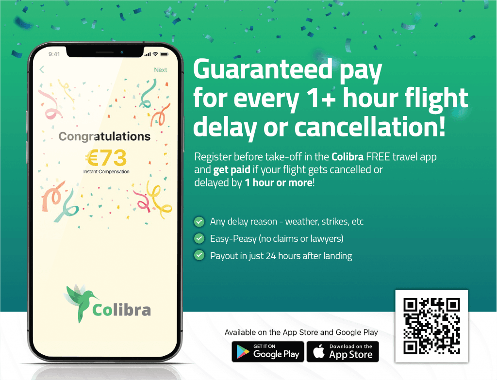 Download Colibra fro guaranteed payments on 1+ flight delays